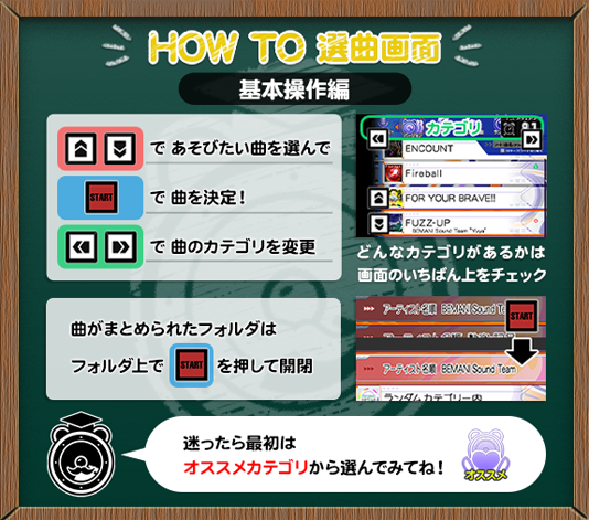 TAB画面「HOW TO 選曲画面」